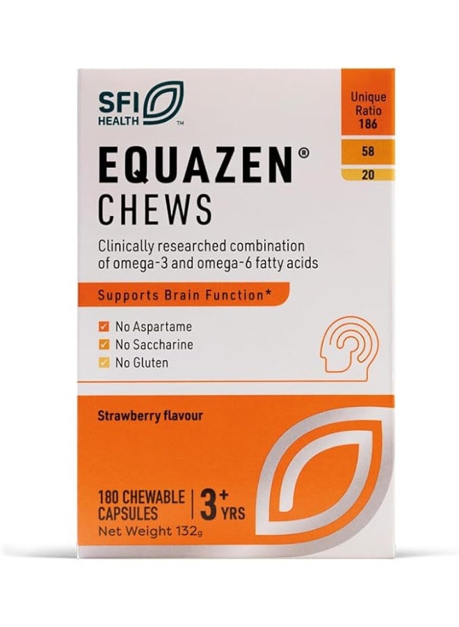 أقراص SFI HEALTH EQUAZEN للمضغ، أحماض أوميغا-3 وأوميغا-6 الدهنية، بنكهة الفراولة، 180 كبسولة قابلة للمضغ، 3 سنوات فما فوق