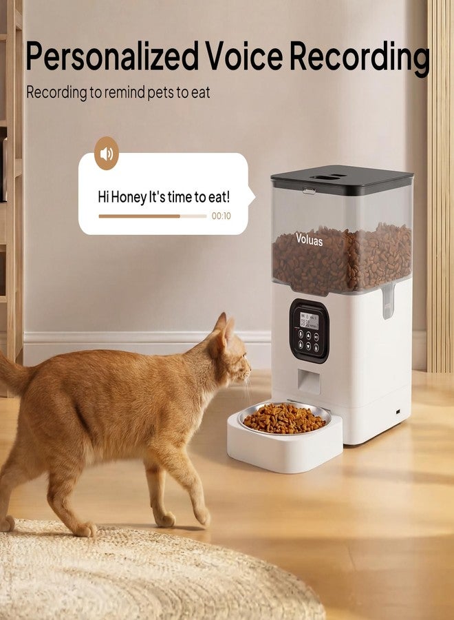 VOLUAS Automatic Cat Feeders - Pet Food Dispenser for Dry Food, Timed Cat Feeder with Desiccant Bag, Programmable Portion Size Control 4 Meals Per Day, 10s Voice Recorder - Image 4