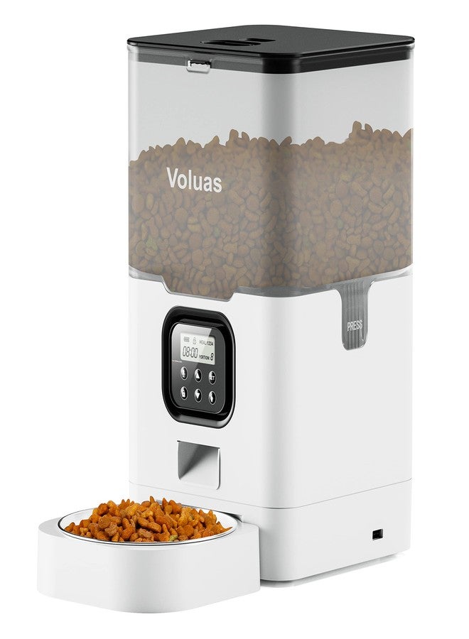 VOLUAS Automatic Cat Feeders - Pet Food Dispenser for Dry Food, Timed Cat Feeder with Desiccant Bag, Programmable Portion Size Control 4 Meals Per Day, 10s Voice Recorder - Image 1