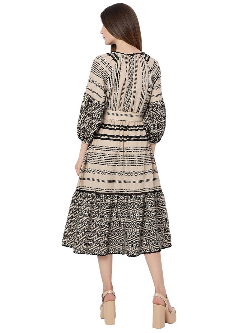 VERO MODA Women's Fit and Flare Beige Dress - Image 4