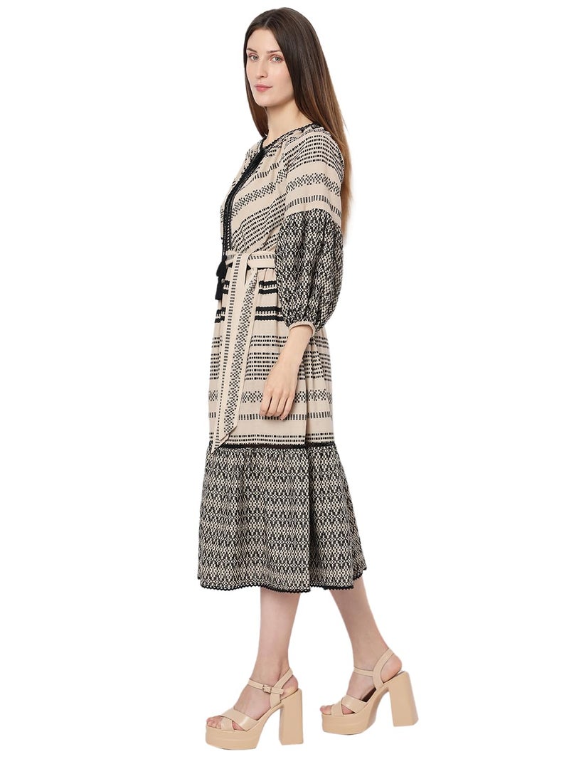 VERO MODA Women's Fit and Flare Beige Dress - Image 3