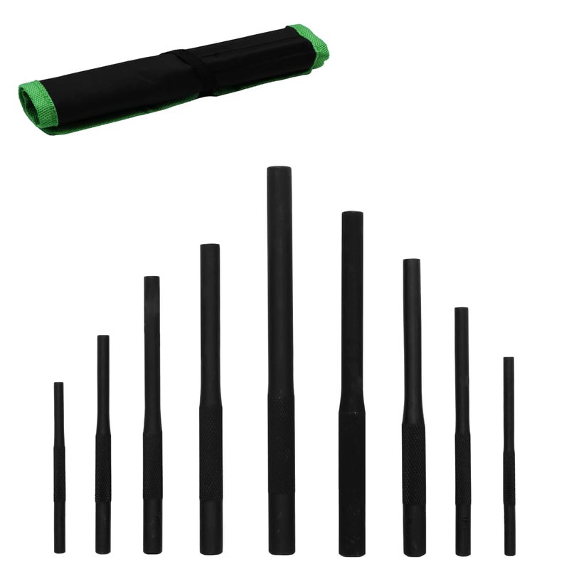 Grip 9 pc Gunsmithing Roll Pin Starter Punch Set - Sizes Include: 1/16”, 5/64”, 3/32”, 1/8”, 5/32”, 3/16”, 7/32”, 1/4”, 5/16” - Roll Up Storage Pouch - Heat Treated Steel - Image 1