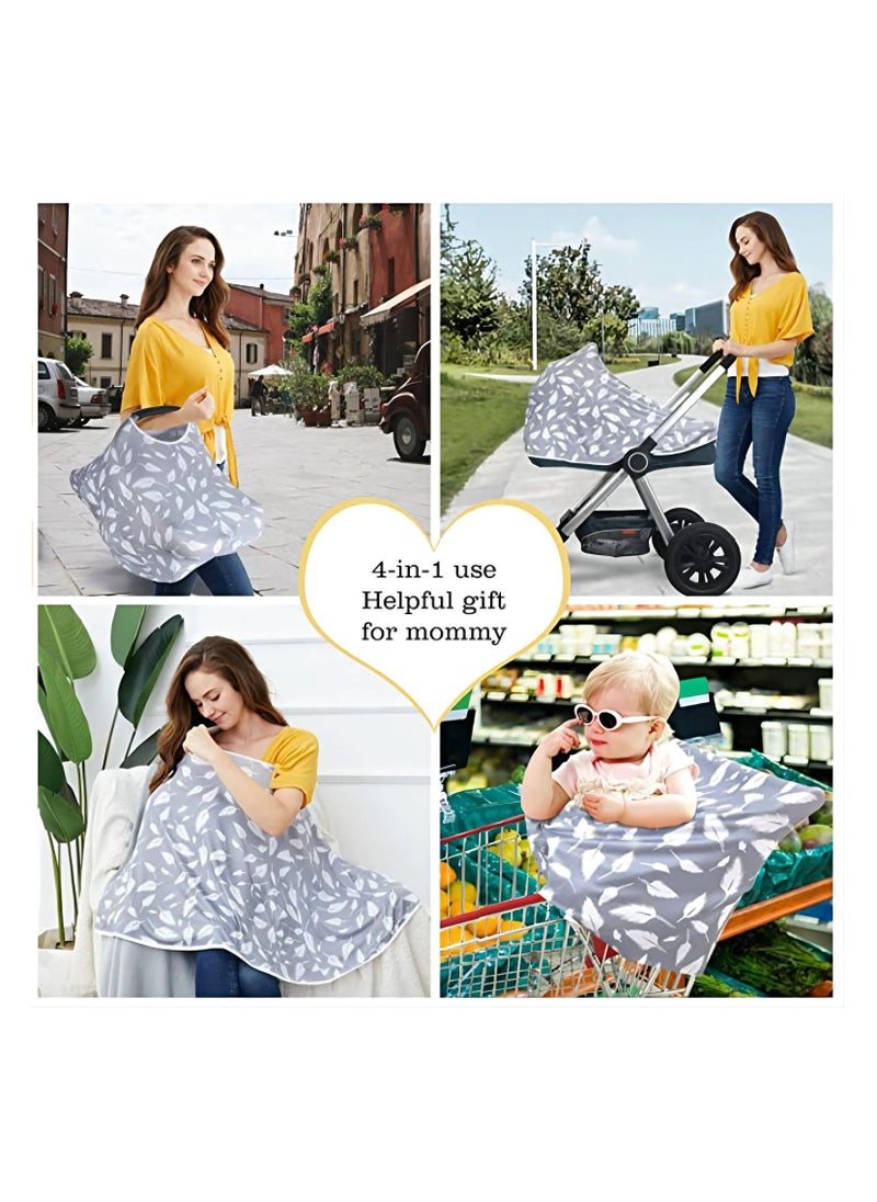 LIXADA Breastfeeding Cover with Adjustable Strap, 100% Premium Cotton, Breathable Nursing Cover Scarf Breastfeeding Apron Shawl Baby Car Seat Cover Newborn Baby Swaddle Blanket  - Image 3