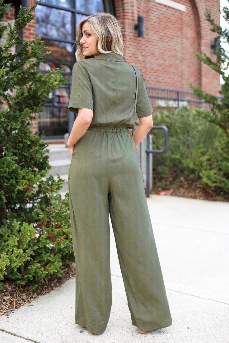 Barbora Linen Casual Jumpsuit LN20HAKI2  - Image 2