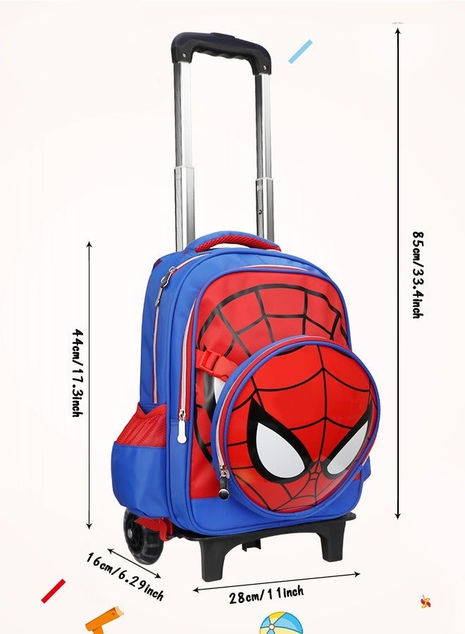 URbazaar Boys Rolling Backpacks Kids School Trolley Backpack Cartoon Spiderman Patterned Rolling Backpacks Kids' Vacation Luggage Wheeled Backpack for School Boys - Image 2