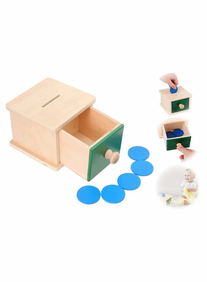 Y&D Wooden Montessori Coin Box, Hand Eye Coordination Training Educational Sensory Toy Preschool Bank For Toddler Infant Children Kids - Image 1