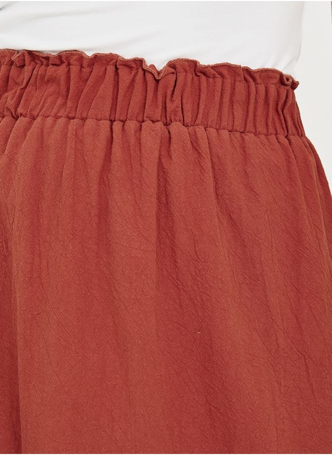 Styli - Elastic Waistband Solid A-Line Maxi Skirt - Image 1