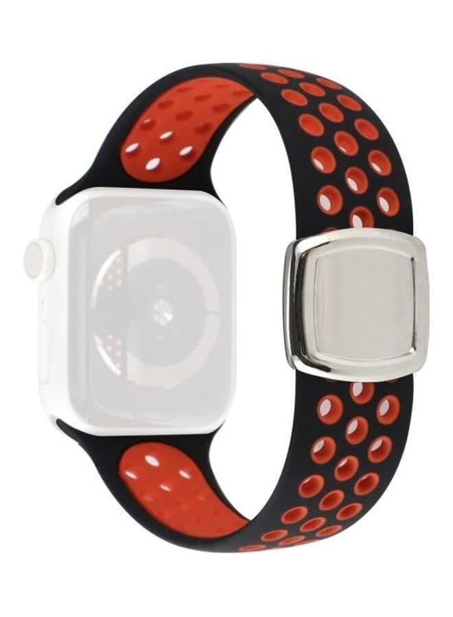 NIBEMINENT Double Colour Silicone Replacement Watchbands for Series 7/6/SE/5/4/3/2/1 38/40/41mm Black/Red - Image 1