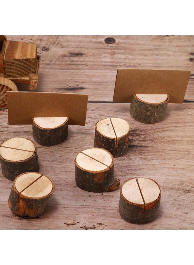 PLAZOTTA 100 Pack Rustic Wooden Place Card Holders with 100 Kraft Cards, Table Number Holder, Photo Display Stand, Memo Card, Food Label Holder for Wedding, Party, Craft - Image 5
