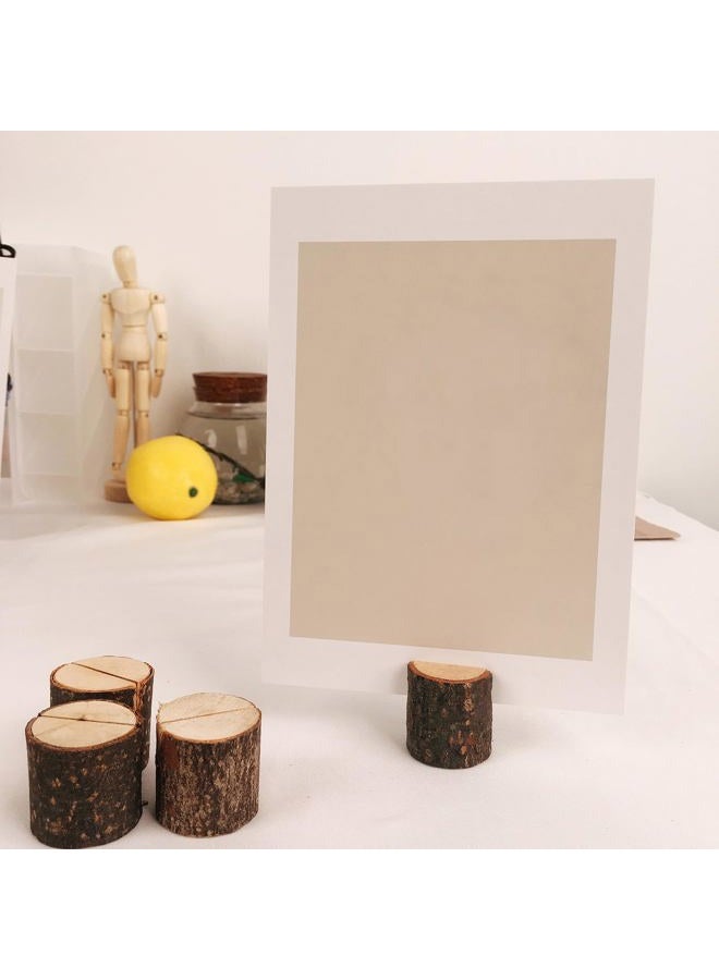 PLAZOTTA 100 Pack Rustic Wooden Place Card Holders with 100 Kraft Cards, Table Number Holder, Photo Display Stand, Memo Card, Food Label Holder for Wedding, Party, Craft - Image 4