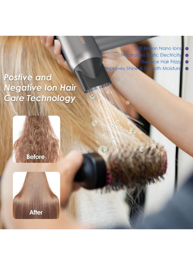 Wazor High Speed Hair Dryer With 110,000 Rpm Brushless Motor For Fast Drying, Pro Plasma Blow Dryer Compact Hair Dryer With Magnetic Nozzle, Low Noise Dryer For Home, Sliver  - Image 2