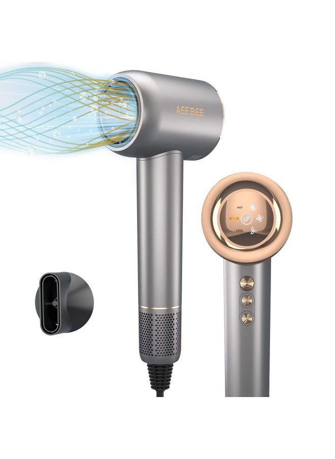 Wazor High Speed Hair Dryer With 110,000 Rpm Brushless Motor For Fast Drying, Pro Plasma Blow Dryer Compact Hair Dryer With Magnetic Nozzle, Low Noise Dryer For Home, Sliver  - Image 1