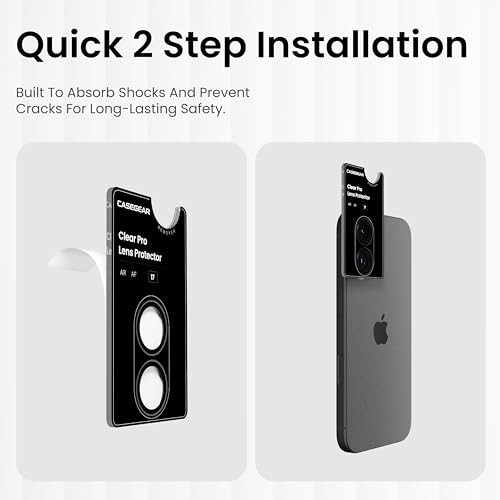 CASEGEAR Clear Pro Camera Lens Protector Compatible With iPhone 17 | HD Clarity | Scratch Resistant | Complete Coverage | Easy Installation | Black - Image 4