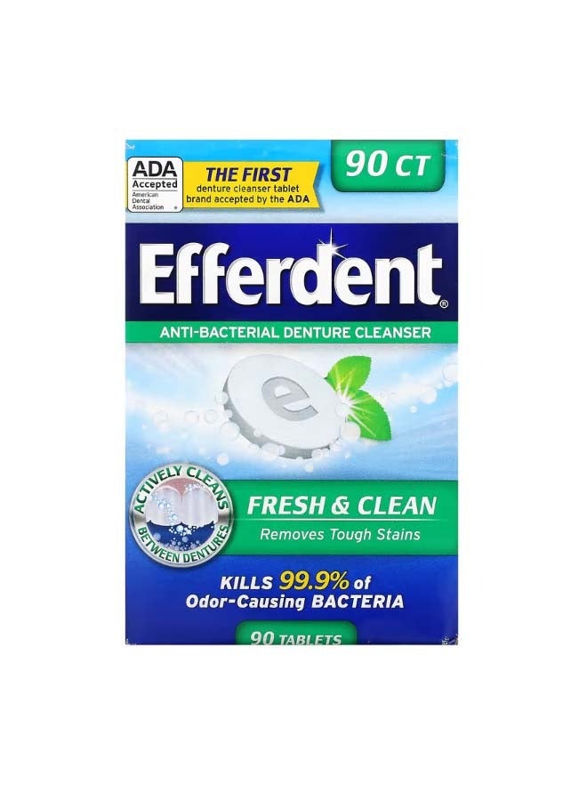 Efferdent Anti Bacterial Denture Cleanser Fresh and Clean 90 Tablets - Image 1