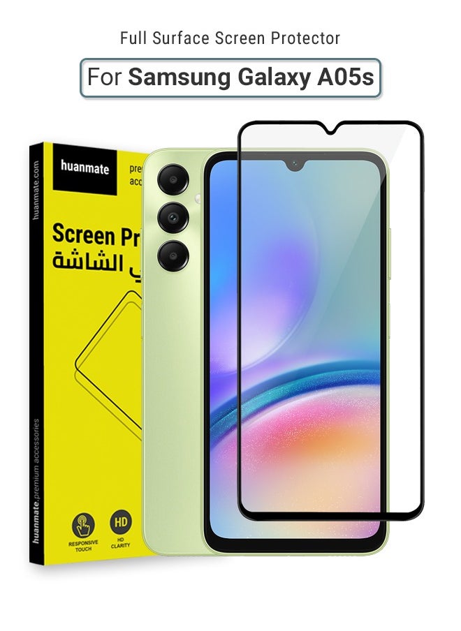 Samsung Galaxy A05s Screen Protector – Premium Edge to Edge Tempered Glass, High Transparency, Delicate Touch, Anti-Explosion, Smooth Arc Edges, Easy Installation