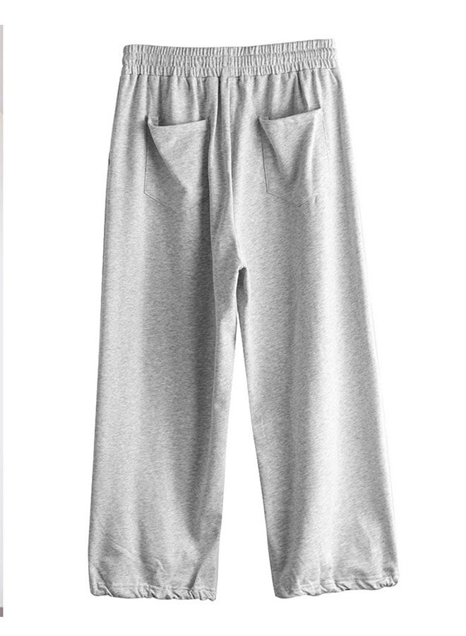 Men's straight casual pants with drawstring feet-gray  - Image 2
