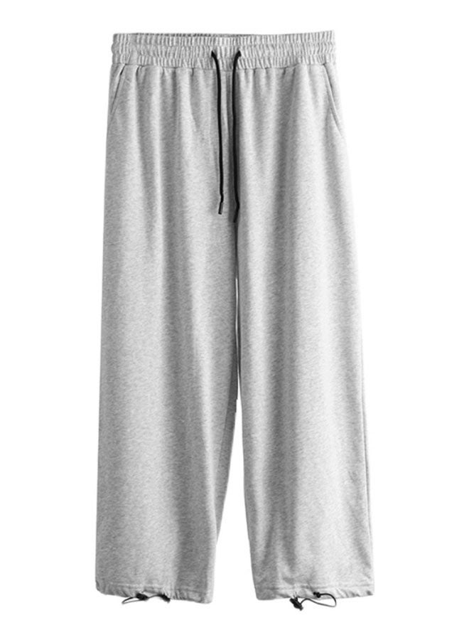 Men's straight casual pants with drawstring feet-gray  - Image 1