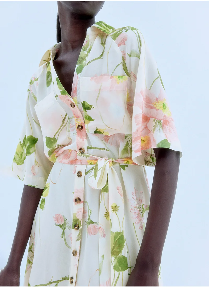 اتش اند ام Tie-Belt Shirt Dress