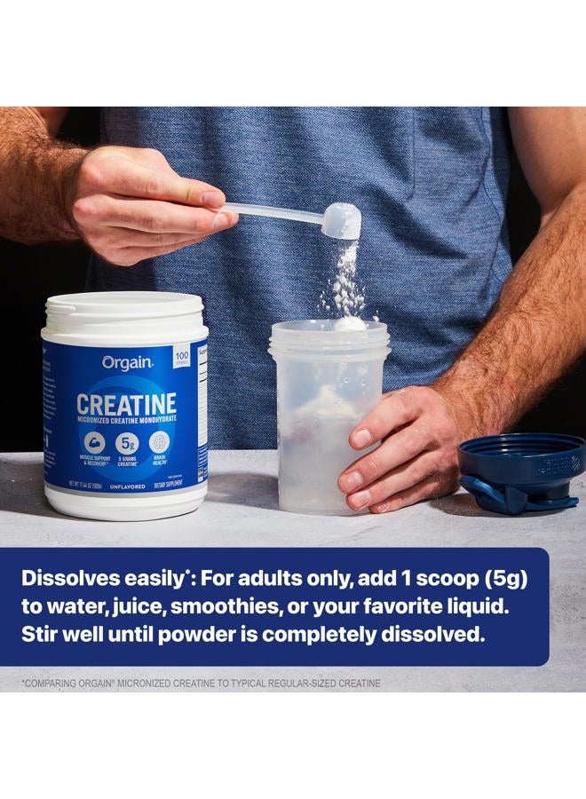 Orgain Creatine Monohydrate Micronized Powder, Unflavored, Supports Muscle Growth, Post Workout Recovery and Brain Health, No Artifical Additives, Non-GMO, 100 Servings, 17.64 Oz - Image 4