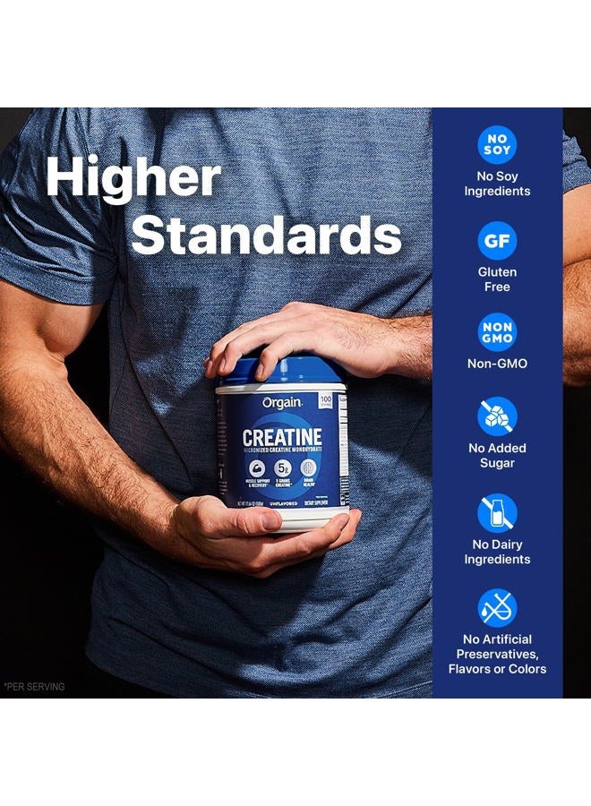 Orgain Creatine Monohydrate Micronized Powder, Unflavored, Supports Muscle Growth, Post Workout Recovery and Brain Health, No Artifical Additives, Non-GMO, 100 Servings, 17.64 Oz - Image 3