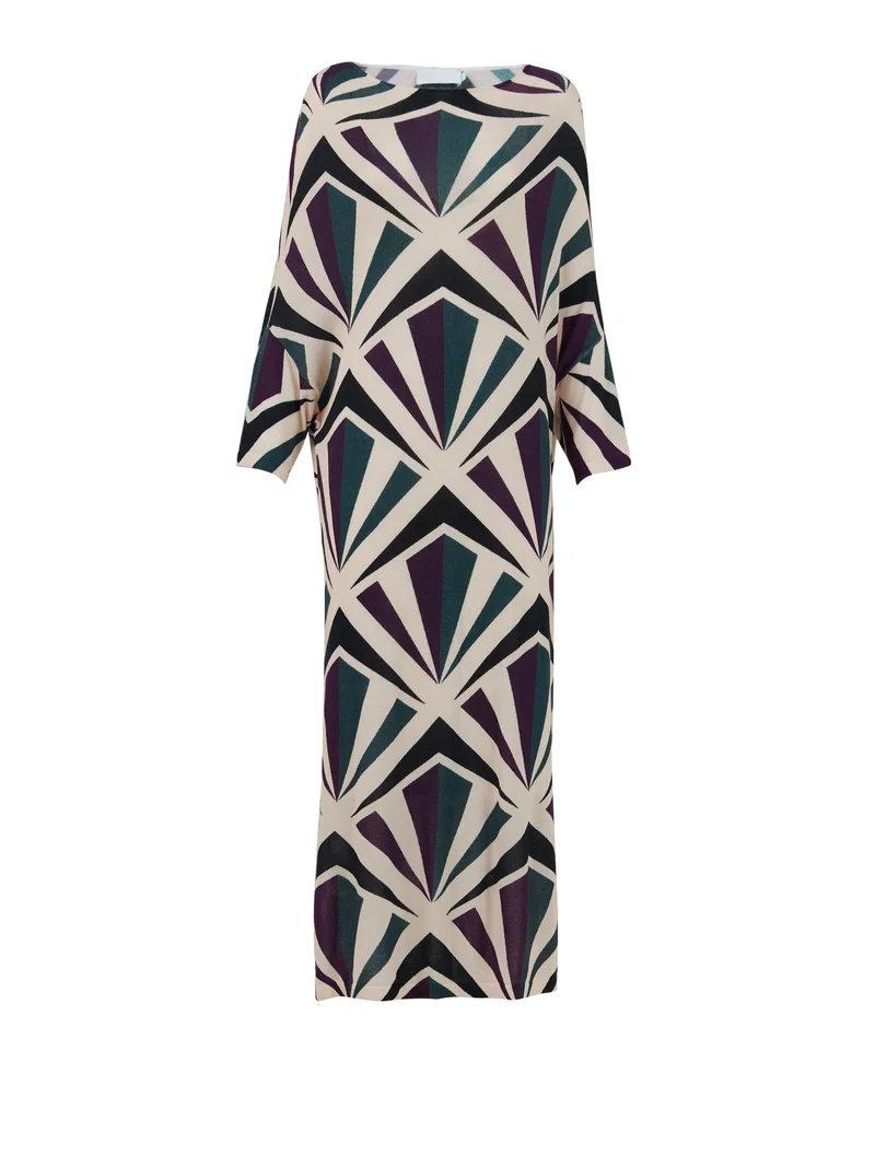 leem Geometric Print Knitted Kaftan