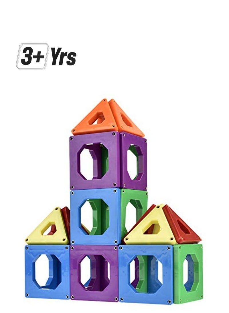 Discovery Toys Connectix Magnetic Building Tiles ; Kid Powered Learning ; Stem Toy ; Set Of 30 Magnetic Squares And Triangles In 6 Colors ; 2D & 3D ; 3 Years And Up ; Non Toxic And Bpa Free  - Image 1