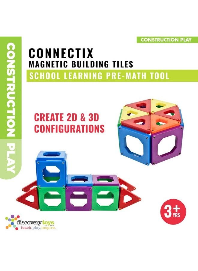Discovery Toys Connectix Magnetic Building Tiles ; Kid Powered Learning ; Stem Toy ; Set Of 30 Magnetic Squares And Triangles In 6 Colors ; 2D & 3D ; 3 Years And Up ; Non Toxic And Bpa Free  - Image 5