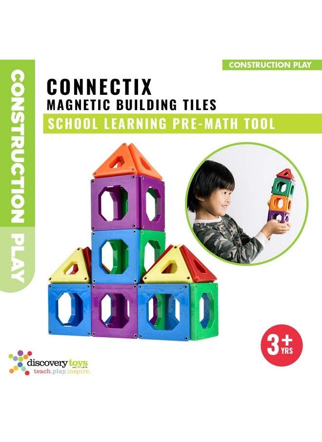 Discovery Toys Connectix Magnetic Building Tiles ; Kid Powered Learning ; Stem Toy ; Set Of 30 Magnetic Squares And Triangles In 6 Colors ; 2D & 3D ; 3 Years And Up ; Non Toxic And Bpa Free  - Image 3