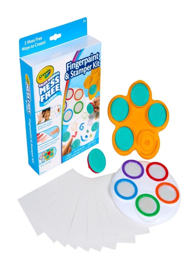 Crayola Color Wonder Mess Free Fingerpaint & Stamper Kit, Safari Stamps for Kids, Color Reveal Ink, Toddler Activity, Gifts, 3+ - Image 2