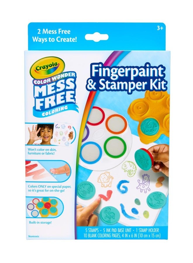 Crayola Color Wonder Mess Free Fingerpaint & Stamper Kit, Safari Stamps for Kids, Color Reveal Ink, Toddler Activity, Gifts, 3+ - Image 1