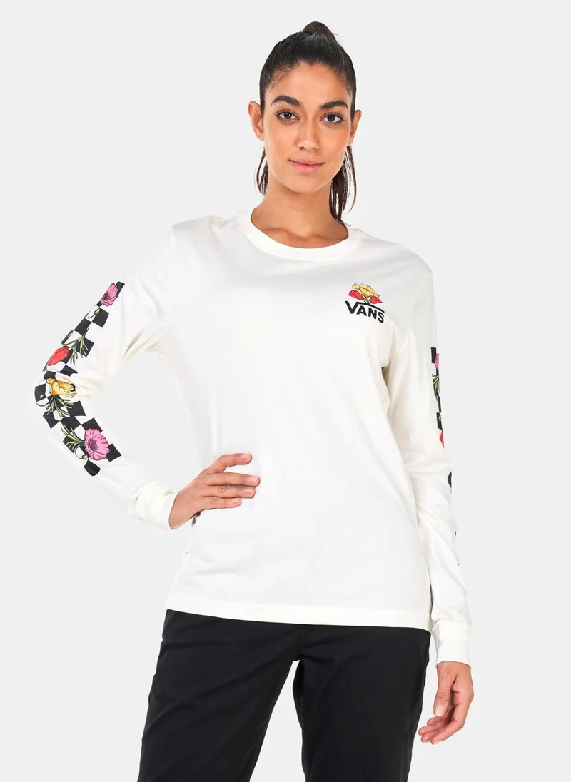 VANS Women's Poppy Check Long Sleeve BFF T-Shirt