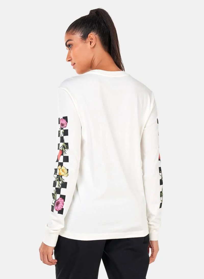VANS Women's Poppy Check Long Sleeve BFF T-Shirt