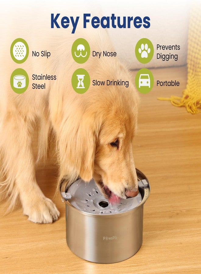 PawsPik Spill Proof Stainless Steel Dog Water Bowl – 4L Slow Drinking Pet Bowl with Floating Tray, Non-Tip, BPA-Free, Dishwasher Safe – for Large Dogs & Multi-Pet Homes - Image 2