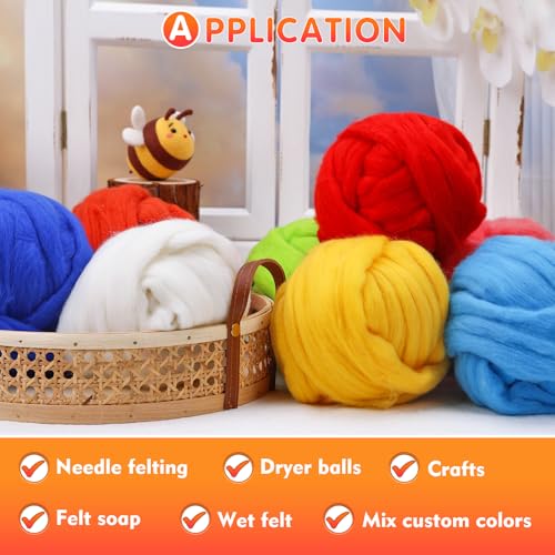 JUPEAN 3.53oz Wool Roving Yarn, Wool Felting Supplies, Pure Wool, Chunky Yarn, Spinning Wool Roving for Needle Felting Wet Felting DIY Hand Spinning (Coffee) - Image 4
