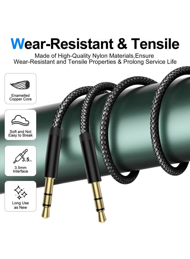 xiwxi 3.5mm Audio Cable Male to Male,with Type C to 3.5mm Female Jack Adapter,Audio Auxiliary Input AUX Cord Nylon Braided for Headphones,Car,Home Stereos,Speaker,iPhone,iPad,iPod,Echo–Black - Image 3