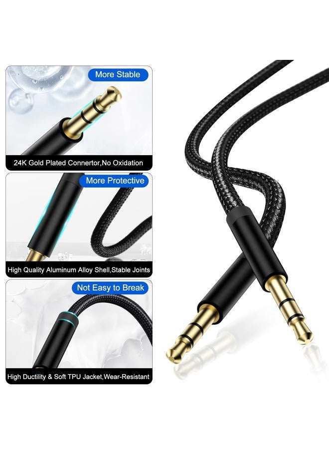 xiwxi 3.5mm Audio Cable Male to Male,with Type C to 3.5mm Female Jack Adapter,Audio Auxiliary Input AUX Cord Nylon Braided for Headphones,Car,Home Stereos,Speaker,iPhone,iPad,iPod,Echo–Black - Image 4