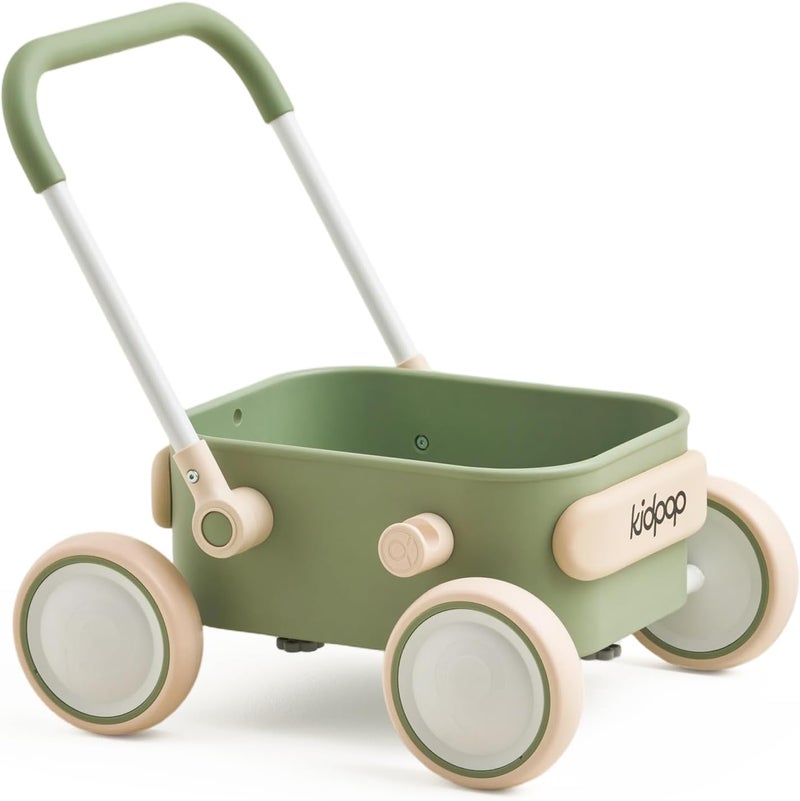 Kidpop مشاية الأطفال PULA بعجلات وعربة للأطفال الصغار، لعبة تعليمية للأطفال من 6 إلى 12 شهرًا، هدية عيد ميلاد لعمر سنة واحدة، للاستخدام داخل المنزل وخارجه (أخضر) - Image 1