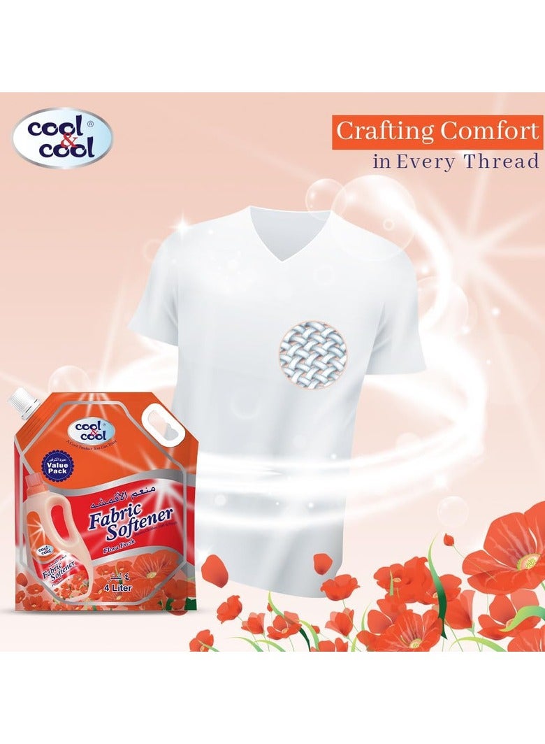 Cool & Cool Floral Fresh Fabric Softener 4 x 4L - Image 2