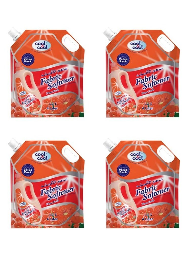 Cool & Cool Floral Fresh Fabric Softener 4 x 4L - Image 1
