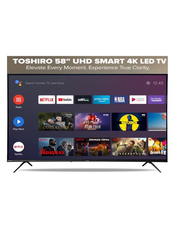 توشيرو 58 بوصة بدقة 4K UHD - نظام أندرويد - معدل التحديث 60 هرتز - TRO4K60SLED5 - Image 1