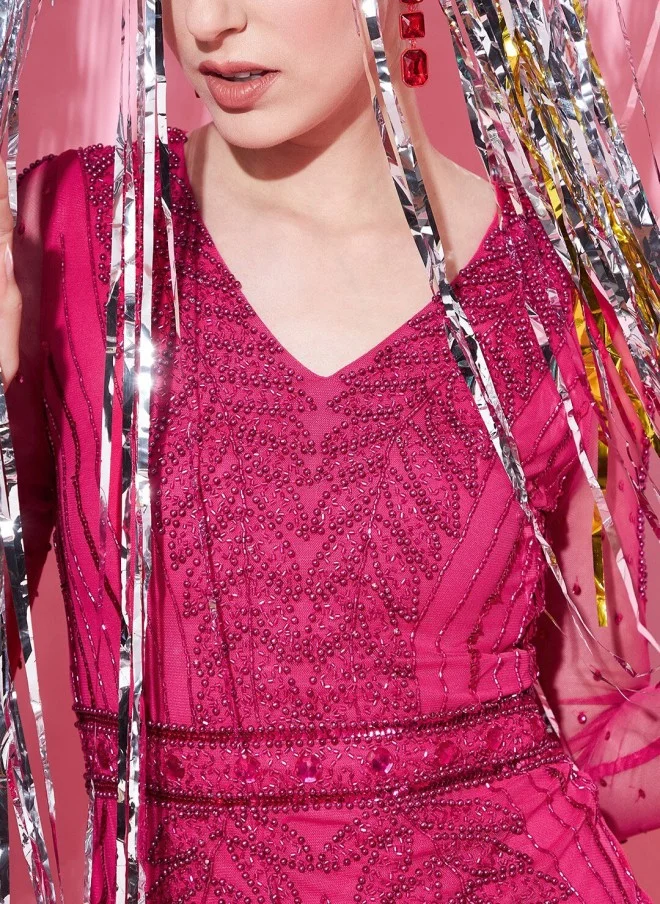 STREET 9 Fuchsia Embellished Sheath Mini Dress for Women