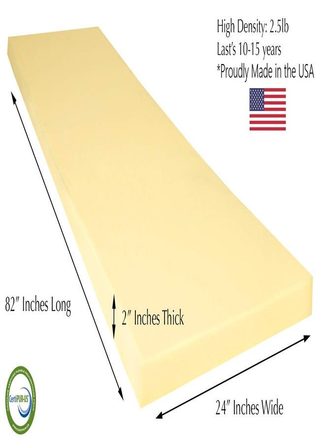 ComfortStyle High Resilience 2.5lb Density Replacement Seat Cushion Upholstery Foam for Sofa or Dining Chair, 2 Inch Thick, CertiPUR-US Certified, EXTRA LONG (2 x 24 x 82) - Image 2