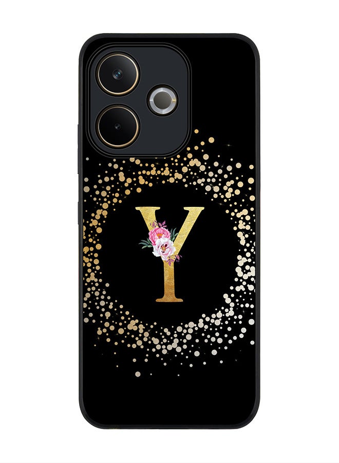 Stylizedd For Oppo A5 Pro 5G / A5 Pro 4G / 5G Case,Slim fit Camera Protection, Shockproof Thin Phone cover  - Custom Monogram Floral - Y ( Black ) - Image 1