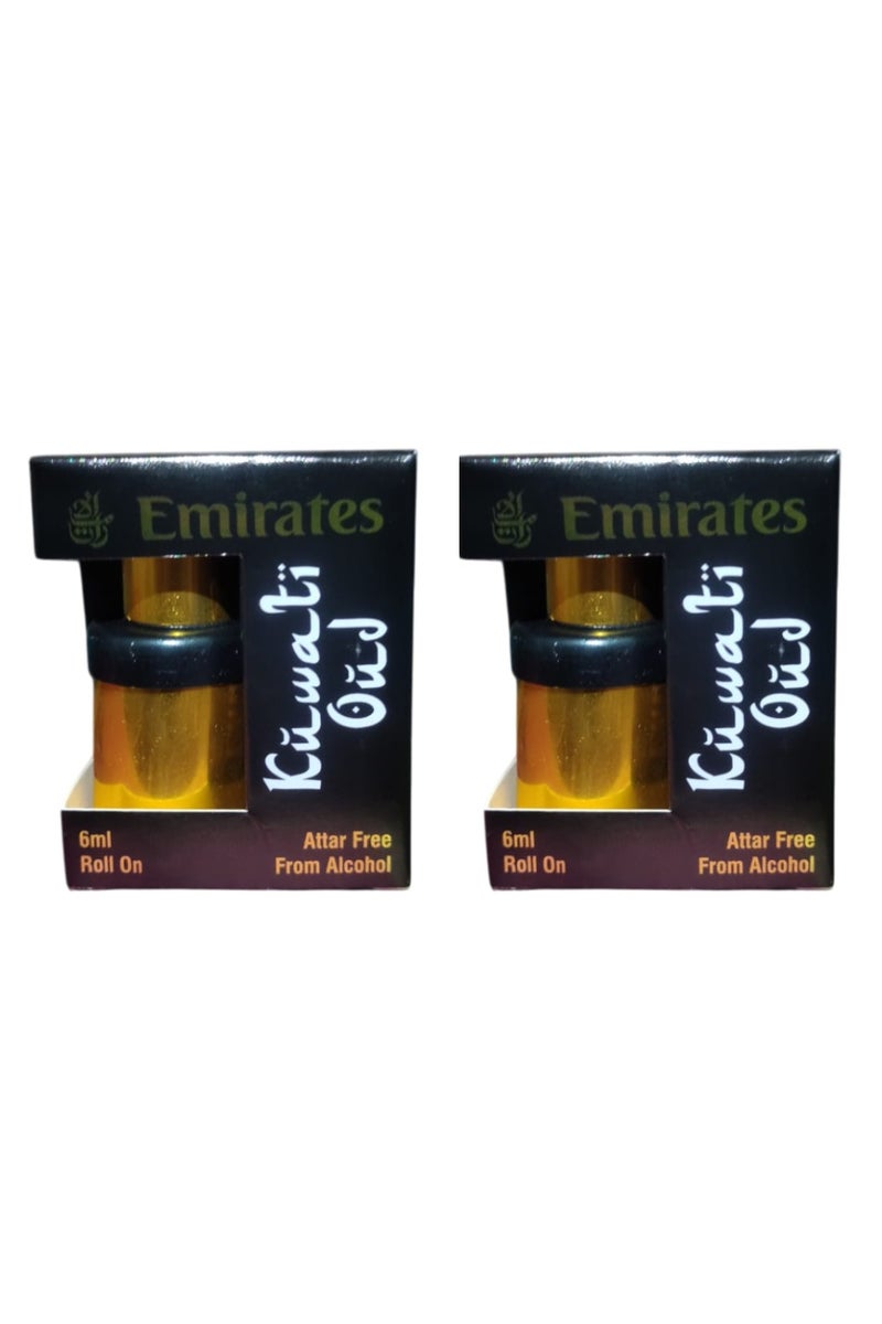 Emirates Kuwaiti Oud Lasting Attar Roll On Perfume 6 ml 2 Pcs