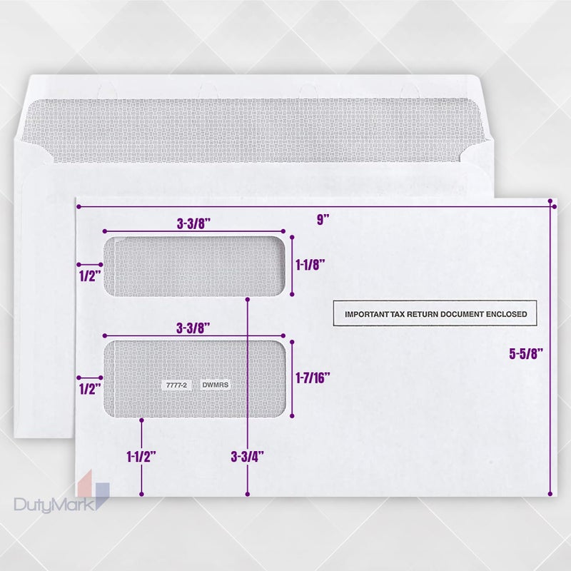 Dutymark 50 1099 MISC Tax Envelopes 2025, Designed for printed 1099 Laser Forms - Misc - 1098-1099-R - DIV - INT Laser Forms from Quickbooks or Similar Softwares, Security Tinted, Gummed Flap, 50 Envelopes - Image 5