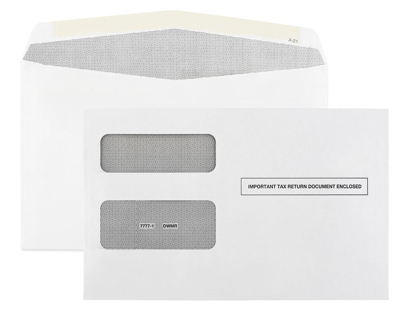 Dutymark 50 1099 MISC Tax Envelopes 2025, Designed for printed 1099 Laser Forms - Misc - 1098-1099-R - DIV - INT Laser Forms from Quickbooks or Similar Softwares, Security Tinted, Gummed Flap, 50 Envelopes - Image 1