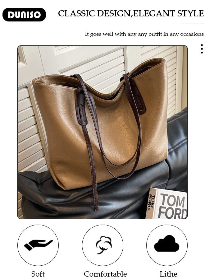 DUNISO Women's Shoulder Tote Bag Faux Leather Handbag for Women Large Capacity Messenger Fashionable Travel Shoulder Bag for Ladies Girls College Students - Image 2