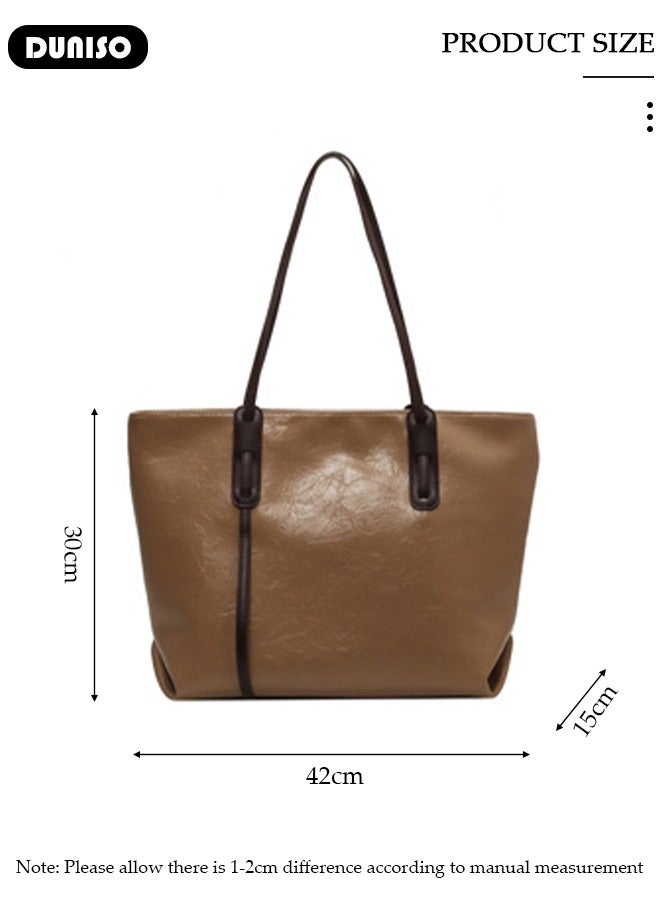 DUNISO Women's Shoulder Tote Bag Faux Leather Handbag for Women Large Capacity Messenger Fashionable Travel Shoulder Bag for Ladies Girls College Students - Image 4