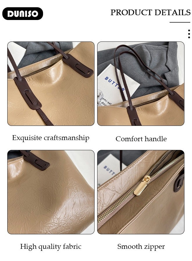 DUNISO Women's Shoulder Tote Bag Faux Leather Handbag for Women Large Capacity Messenger Fashionable Travel Shoulder Bag for Ladies Girls College Students - Image 5