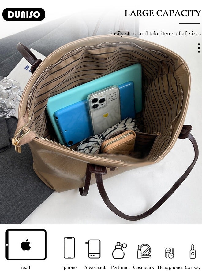 DUNISO Women's Shoulder Tote Bag Faux Leather Handbag for Women Large Capacity Messenger Fashionable Travel Shoulder Bag for Ladies Girls College Students - Image 3